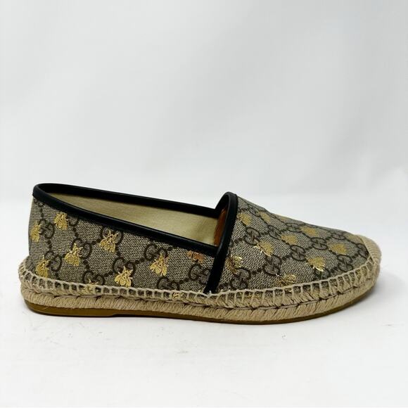 Gucci GG Supreme Monogram Bee Espadrille Flats Loafers - Picture 5 of 11